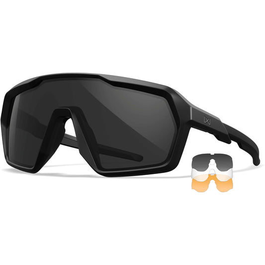 Lunettes de soleil WX Citadel, monture noire mate avec verres gris clair et rouille clair