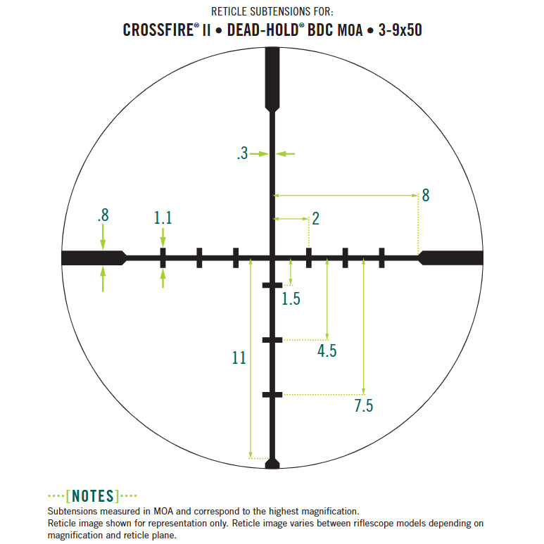 Vortex Crossfire II 3-9x50, cannocchiale con reticolo Dead-Hold BDC (MOA)