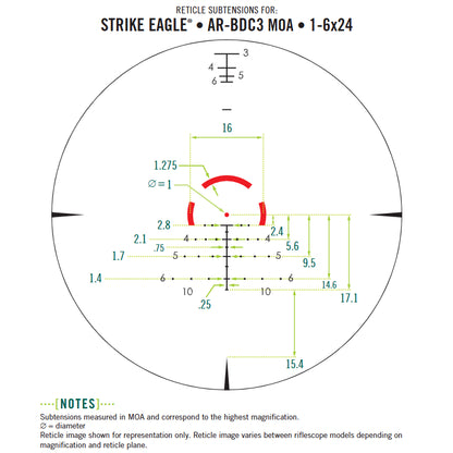 Vortex Strike Eagle 1-6x24 AR-BDC3 (MOA) Reticle Zielfernrohr