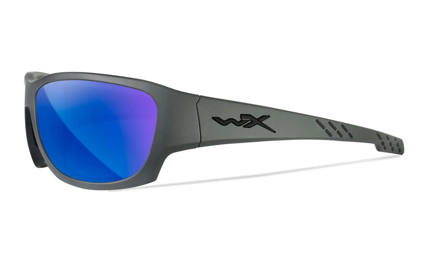 Verres WX CLIMB : CAPTIVATE™ Polarisé bleu miroir, Monture : gris mat