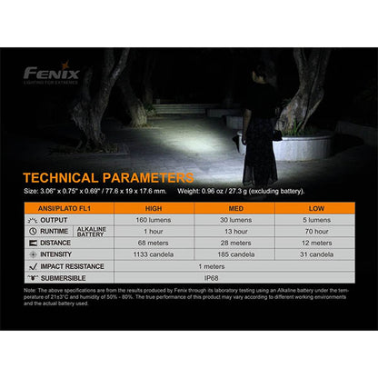FENIX LED Taschenlampe, E12 V2.0, 160 Lumen, inkl. Batterie