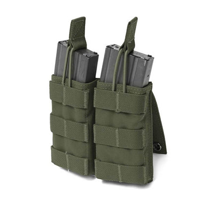 WARRIOR ASSAULT SYSTEMS, Magazintasche Double MOLLE Open M4 5.56mm Mag / Bungee Retention-2 Mag, OD green
