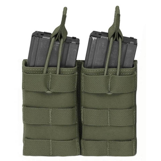WARRIOR ASSAULT SYSTEMS, Magazintasche Double MOLLE Open M4 5.56mm Mag / Bungee Retention-2 Mag, OD green