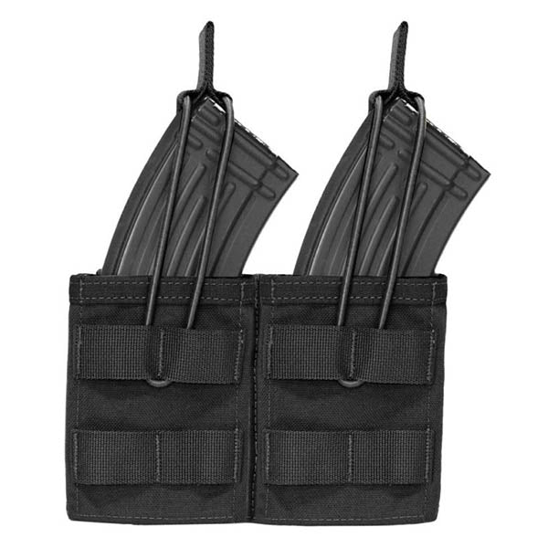 WARRIOR ASSAULT SYSTEMS, Double MOLLE Open AK 7.62mm Mag / Bungee Retention- 2 Mag, black