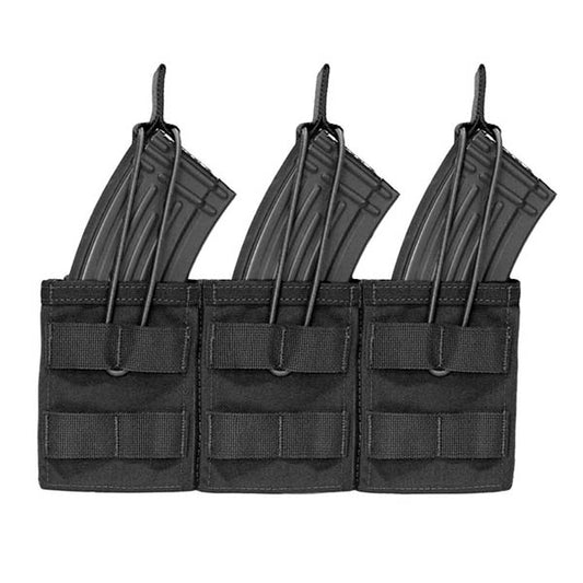 WARRIOR ASSAULT SYSTEMS, Triple MOLLE Open AK 7.62mm Mag / Bungee Retention- 3 Mag, black