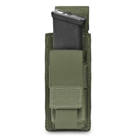 WARRIOR ASSAULT SYSTEMS, Direct Action Single 9mm Pistol Mag Pouch, OD green