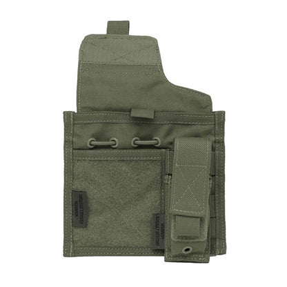 WARRIOR ASSAULT SYSTEMS, Large Admin Panel with MOLLE Pistol / Torch Pouch, OD green
