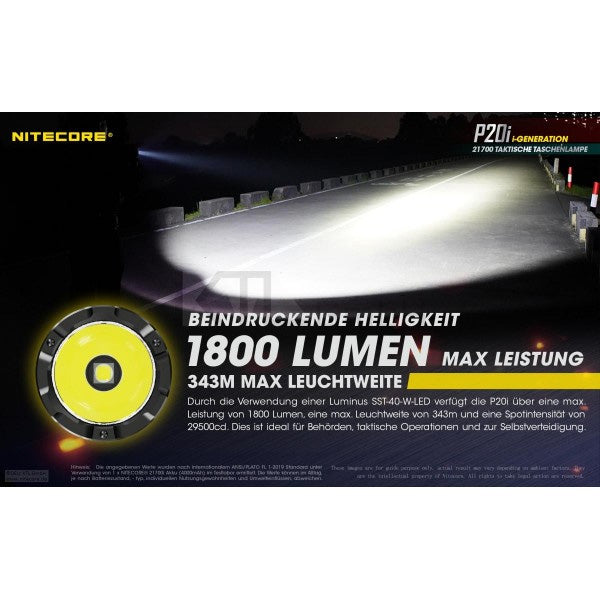 NITECORE, taktische LED-Taschenlampe P20i, 1'800 Lumen, inkl. Akku