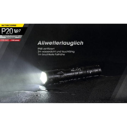 NITECORE, taktische LED-Taschenlampe 
P20 V2, 1'100 Lumen (ohne Akku)