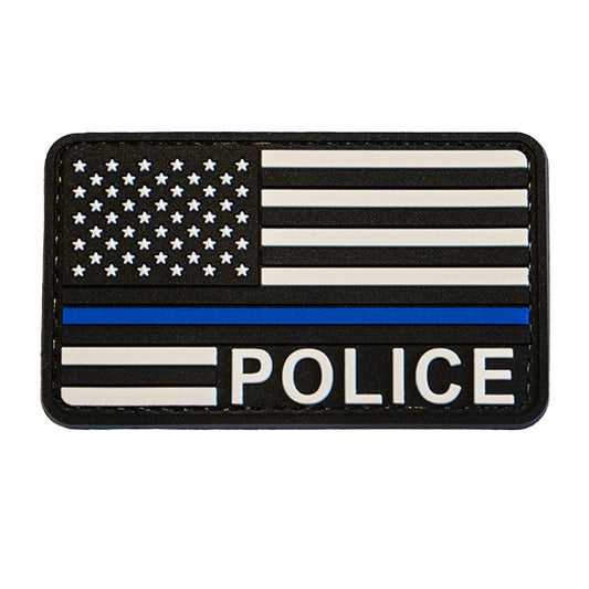 CHARLIE MIKE, Morale Patch / Klett-Patch - US FLAG POLICE BLUE LINE