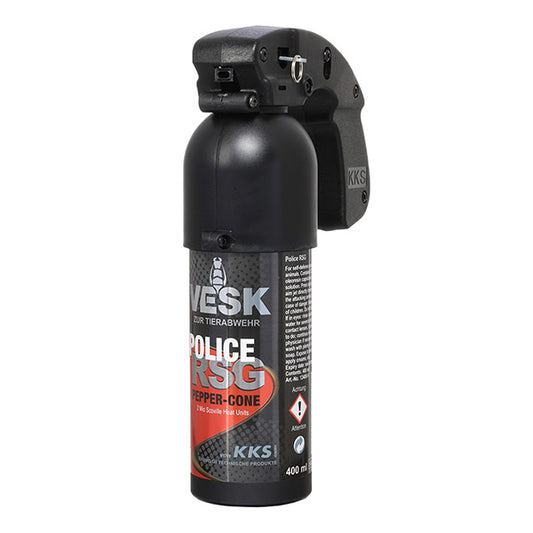 VESK - Spray au poivre RSG POLICE - jet large - 400 ml, avec antivol