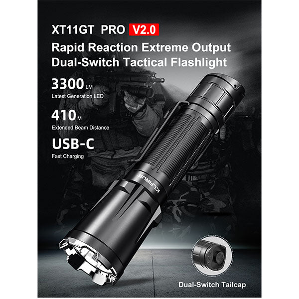 KLARUS, lampe de poche LED XT11GT PRO V2.0, 3 300 lumens (batterie incluse)