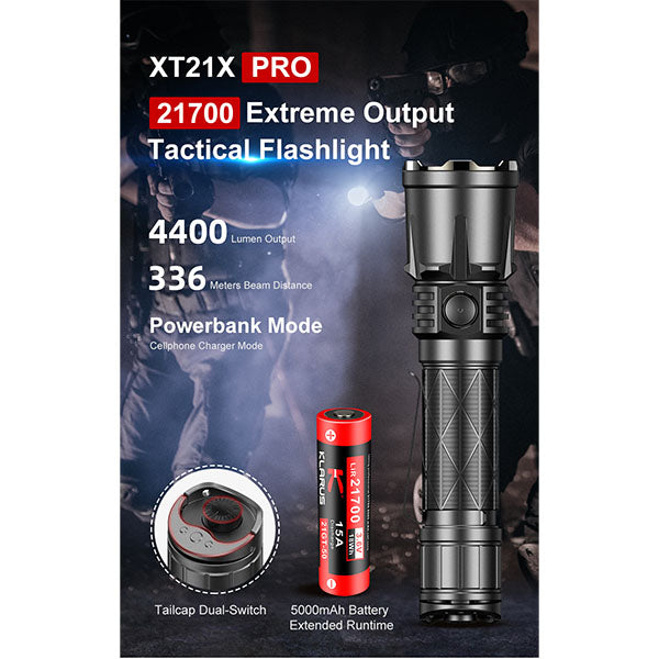Taktische LED Taschenlampe XT21X PRO, 4'400 Lumen (inkl. Akku)