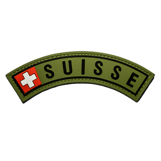 CHARLIE MIKE, Klettabzeichen SUISSE Armee-Nationalitätenabzeichen PVC, grün