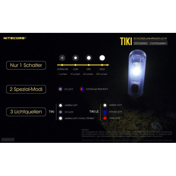 NITECORE LED-TASCHENLAMPE TIKI LE, 300 Lumen (inkl. Akku), black