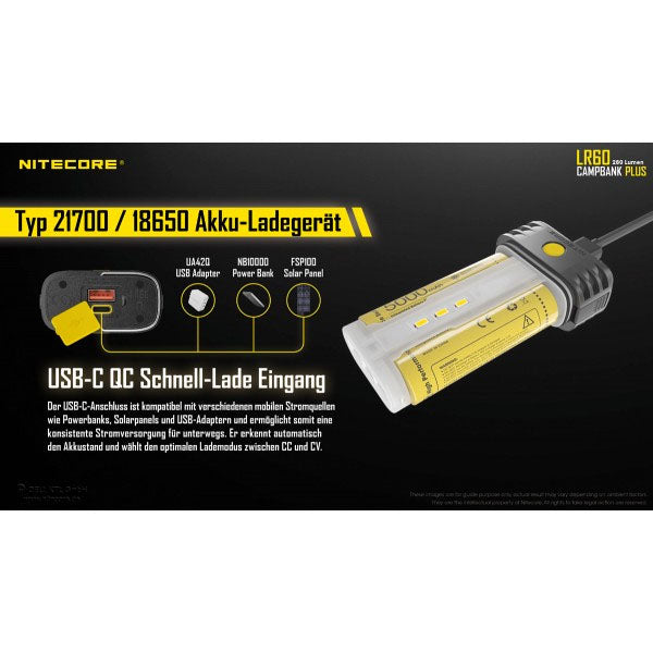 NITECORE LED-CAMPINGLAMPE LR60 - 280 Lumen (ohne Akkus)