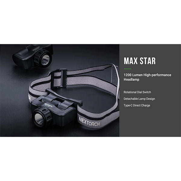 NEXTORCH LED Stirnlampe MAX STAR, 1'200 Lumen (inkl. Akku)
