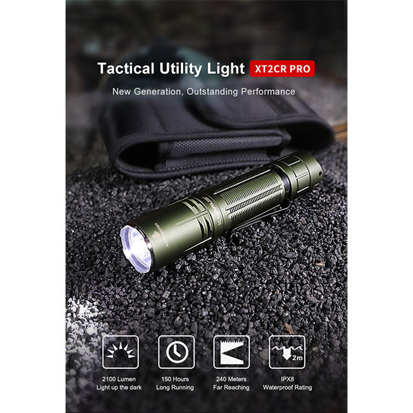 KLARUS, LED Taschenlampe XT2CR PRO OLIVE, 2'100 Lumen (inkl. Akku)