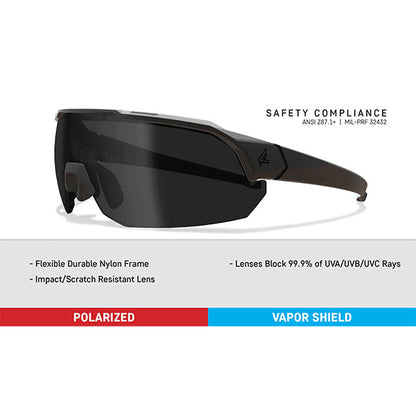 EDGE Sonnenbrille ARC LIGHT, Black Frame / Polarized Smoke Vapor Shield Lens (AL16PVS)