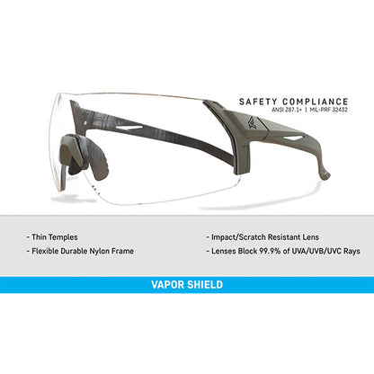 EDGE Schiessbrille URGENT FURY, Conifer Green Frame Clear Vapor Shield Lens (UF31VS)