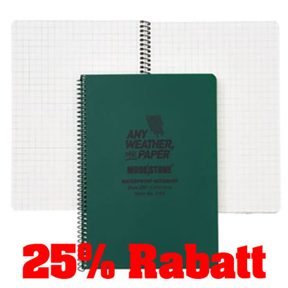 25% Rabatt: MODESTONE, ANY WEATHER ONE PAPER, Spiral-Notizbuch 210x297mm (A4), 50 Blatt, military green