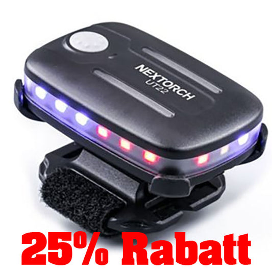 25% Rabatt: UT22, NEXTORCH LED-Positions- und Warnlicht Rot/Blau-Flash (inkl. Akku)