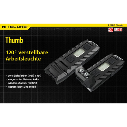NITECORE LED-TASCHENLAMPE THUMB - 85 Lumen (inkl. Akku mit Micro-USB-Anschluss)